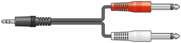 3.5mm Stereo Plug to 2 x 6.3mm Mono Plugs Lead