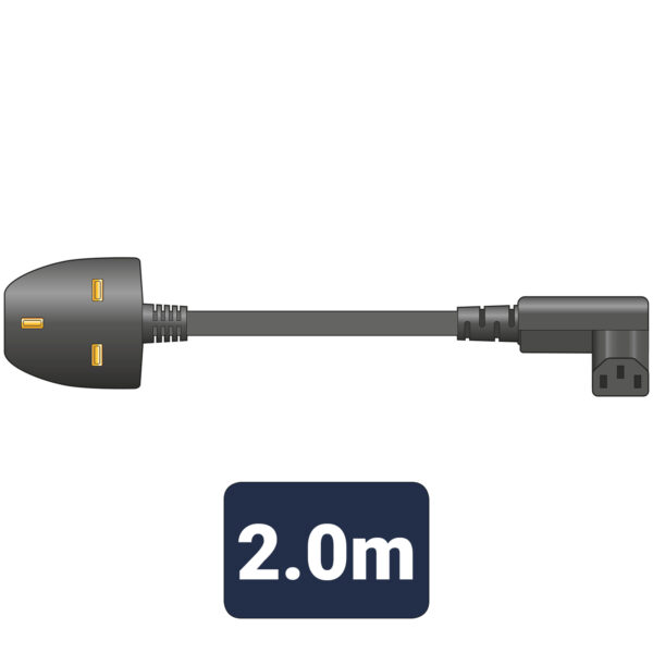 Mains Power Leads UK - Right Angle IEC 10A - 2.0m