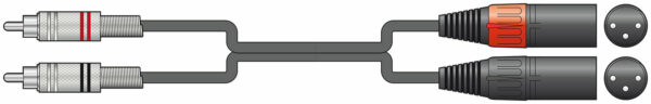 Audio Lead 2 x RCA Plugs - 2 x XLR Male 3m Long