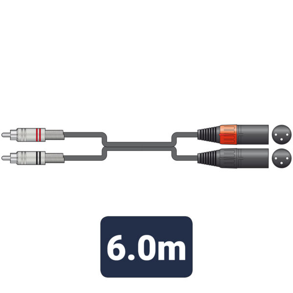 2 x RCA Plugs - 2 x XLR Male Audio Lead - 6m