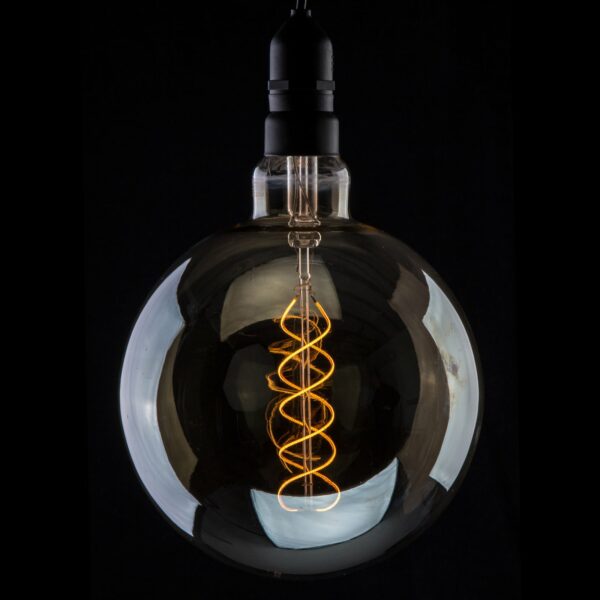 4W Dimmable LED G200 Globe Smoked Spiral Filament Lamp 2200K ES