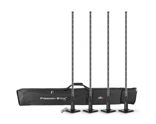 Chauvet DJ Freedom Stick X4 Pack Free-Standing Battery LED Battons Inc Case